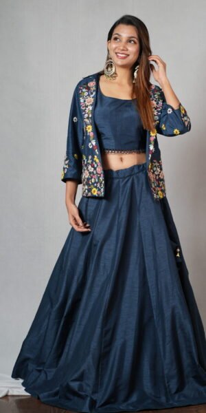 Peacock green Indo Western with a jacket