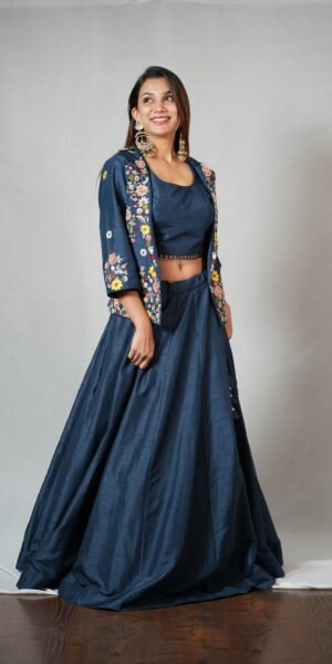 Peacock green Indo Western with a jacket