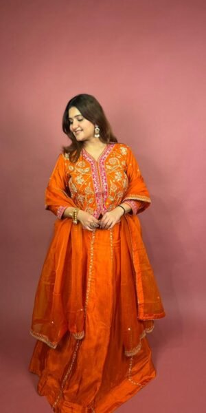 Kesariya Noor Indo-Western Lehenga Set