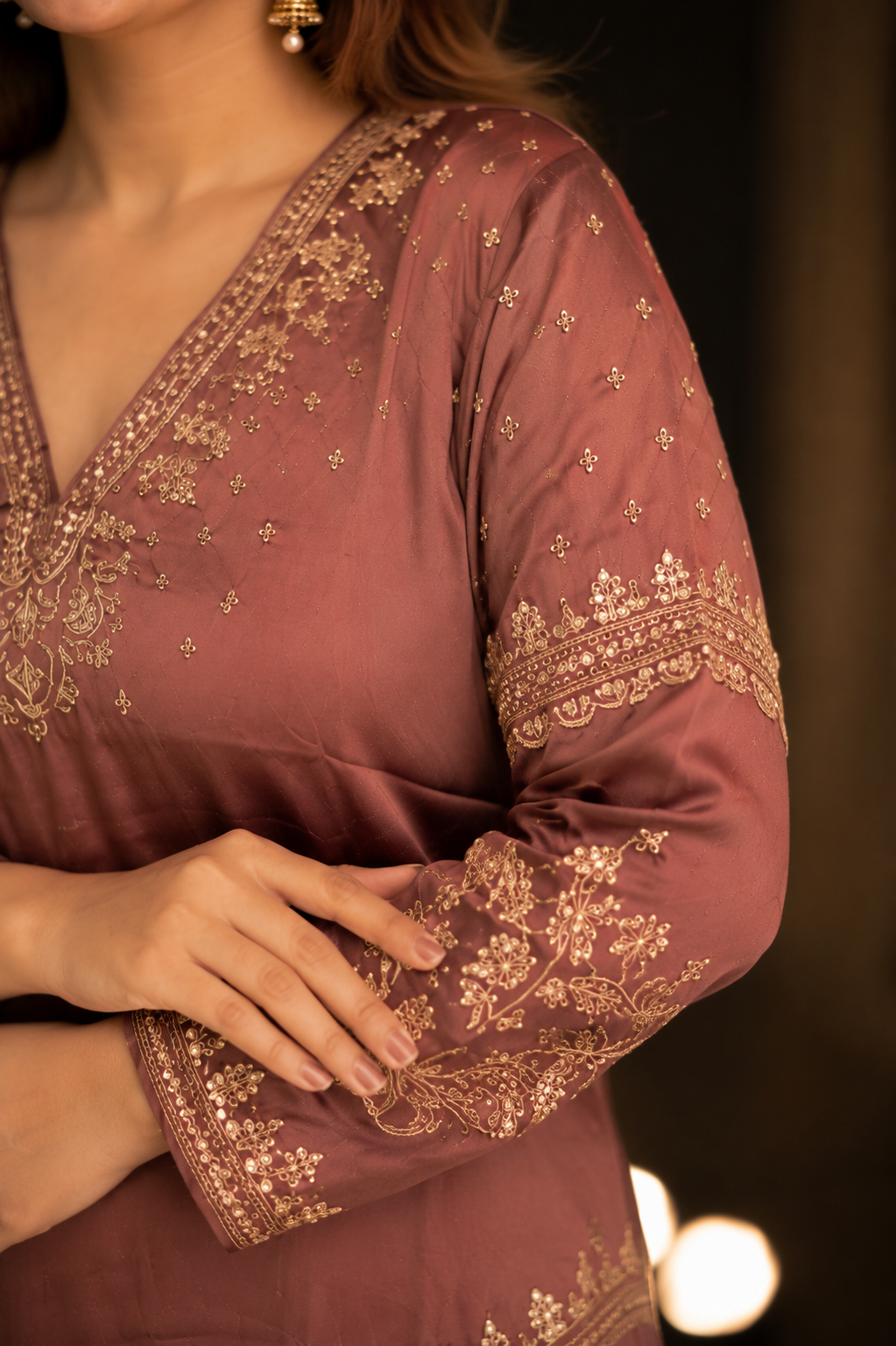 Brown sleeve closeup